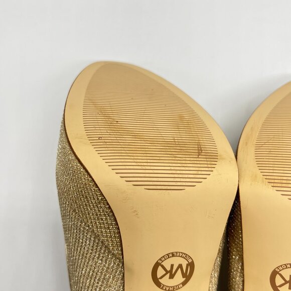 Michael Michael Kors Womens 7M Gold Chantal Platform Pumps Heels Shoes - Picture 10 of 15